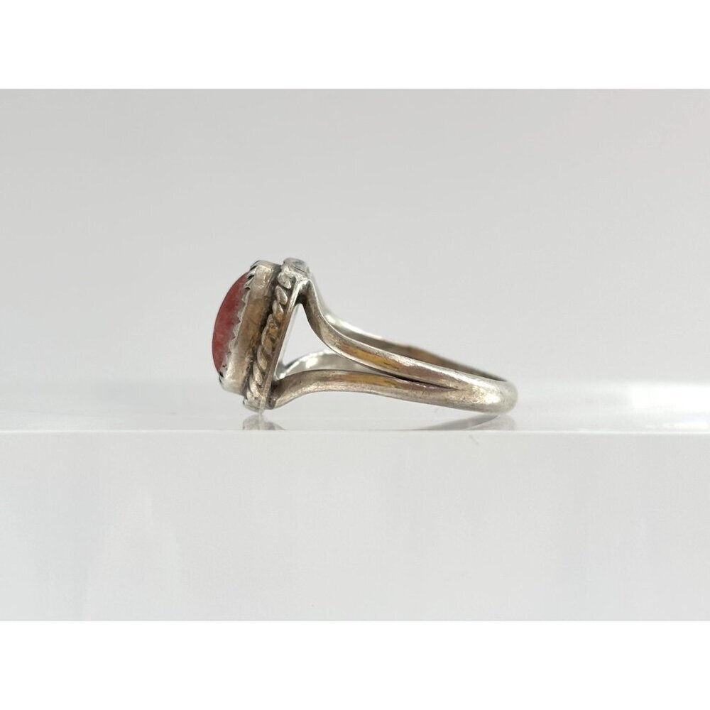 Carnelian Accented Split Shank Sterling Silver 925 Vintage Ring - sz 5.75 - Picture 5 of 14
